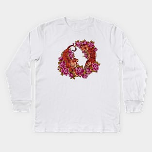 Tigers and peonies Kids Long Sleeve T-Shirt